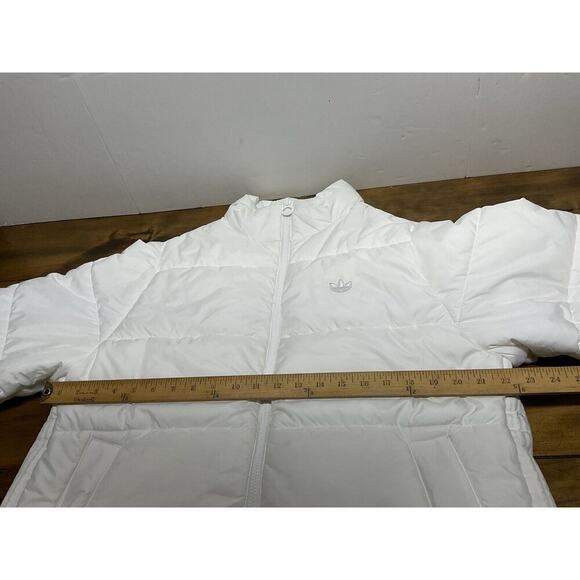 Adidas Puffer Jacket Coat Insulated Women's Medium White Trefoil Logo - Picture 8 of 16